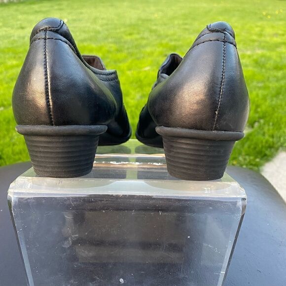 Earth Maize Womens Loafers Shoes Slip On Ruched Low Heel Leather Black Size 9D - Picture 5 of 9